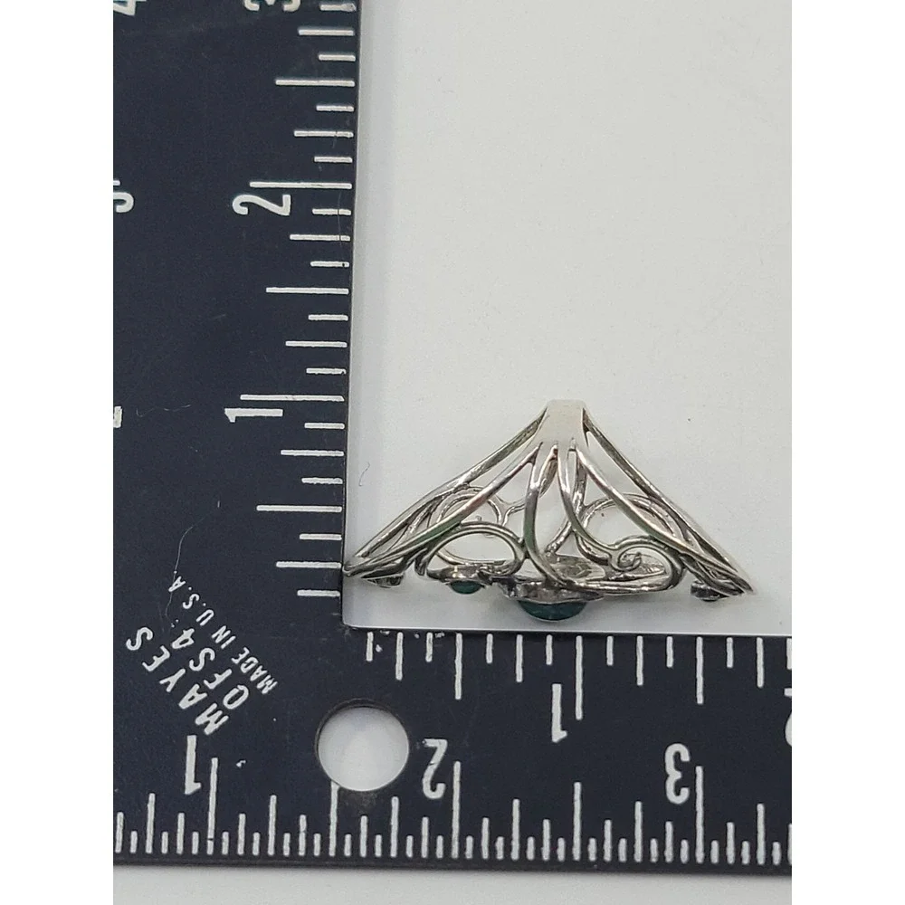 Sterling Silver 925 Turquoise Long Finger Ring Size 7.25 Marked Israel